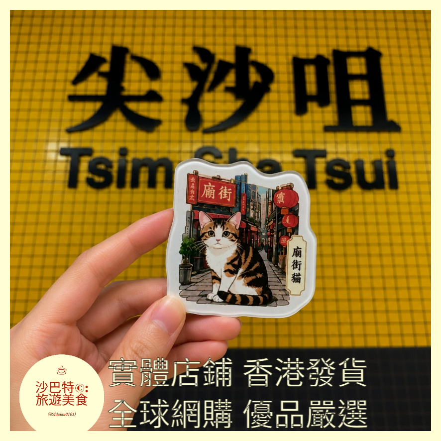 033 Al嚴選 亞克力系列-香港-廟街貓 磁吸冰箱