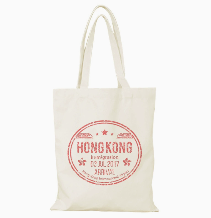 031 Cl嚴選 香港風景帆布包HongKong單面圖案無拉鏈【32x38】Passport Stamp
