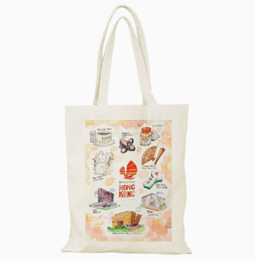018 Cl嚴選 香港風景帆布包HongKong單面圖案無拉鏈【32x38】香港藝術文化